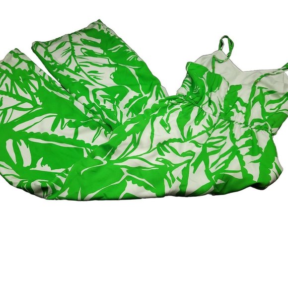 Lilly Pullitzer for Target Womens XS Jumpsuit Green White Tropical Fully Lined‎ - Picture 3 of 11
